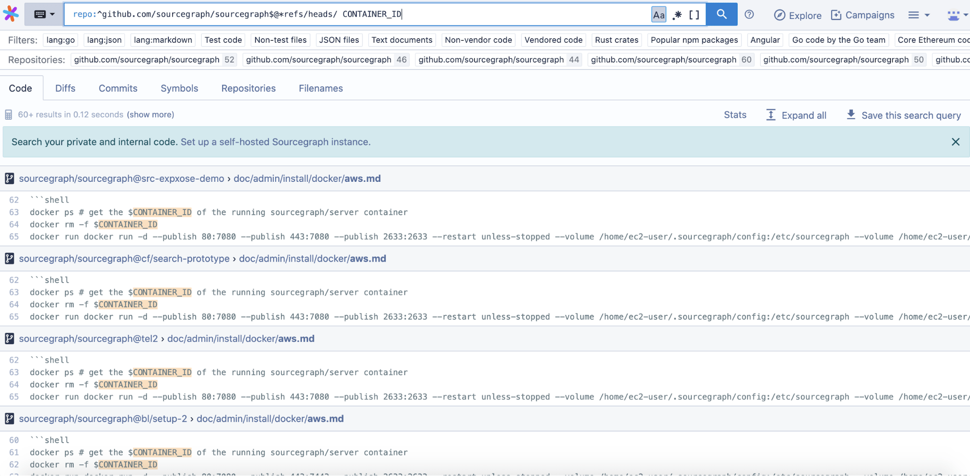 Search over all branches using @*refs/heads/